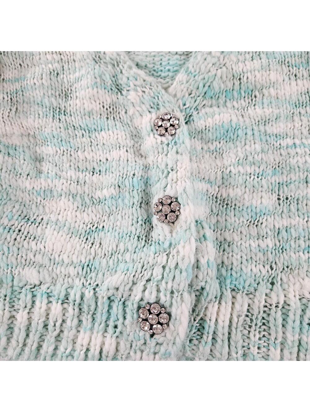 Wild Fable space-dye cropped cardigan featuring rhinestone cluster buttons - Picture 3 of 11